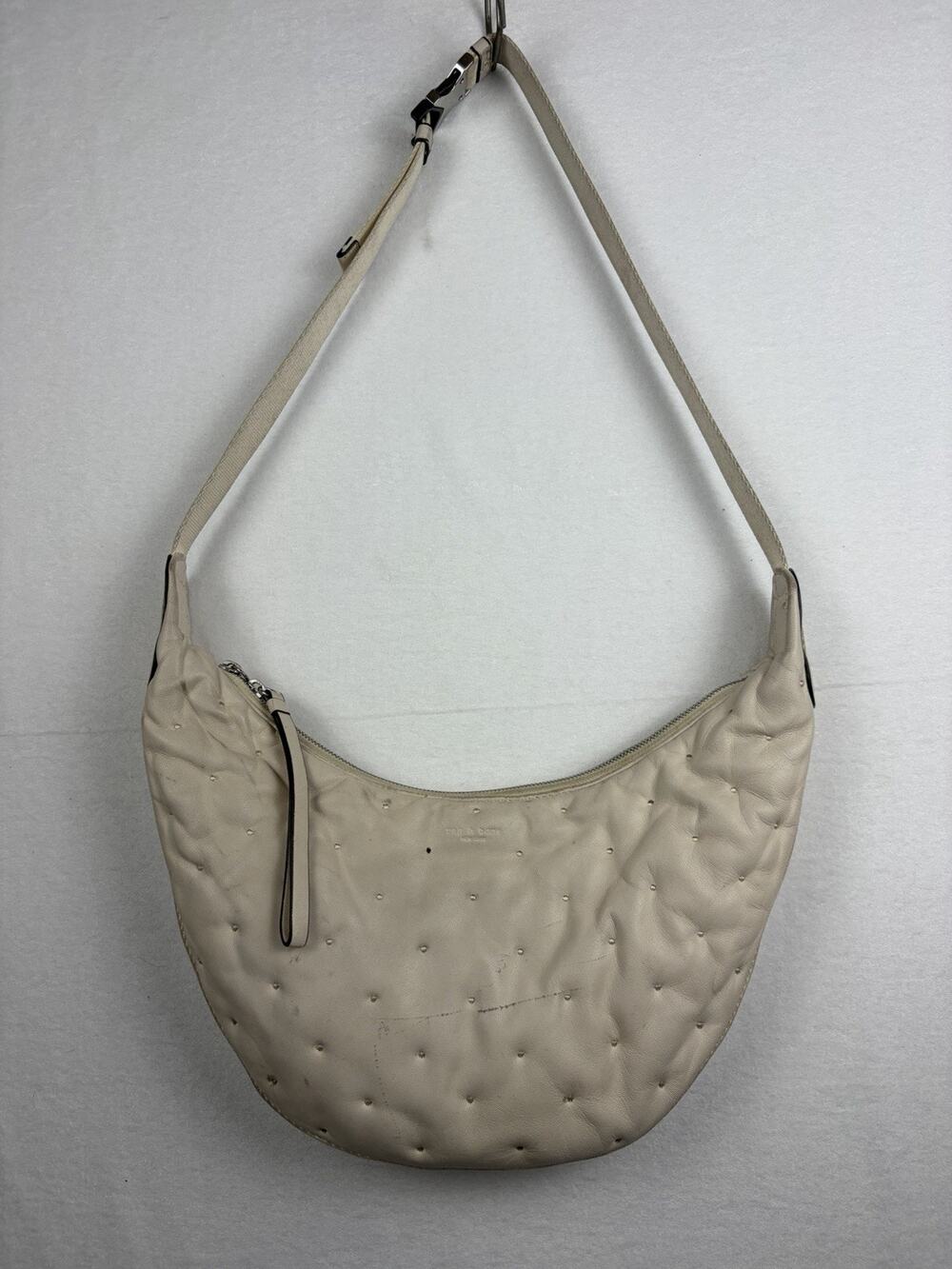 Rag & Bone Hobo Bag Women’s OS Cream White Perforated Leather Shoulder Purse